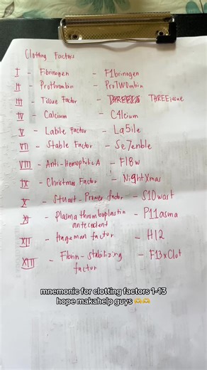 Clotting Factors Mnemonics for MedTech Students