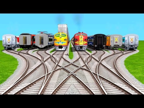 Eight Trains Run Back To Back By Bumpy Branched Railroad Tracks | train simulator classic/ Railworks