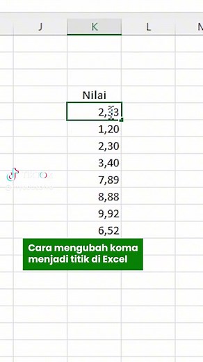 Cara Mudah Ubah Koma Menjadi Titik di Excel