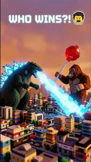 Godzilla vs Kong in LEGO! 🦖🦍 Who Wins? #lego #shorts #kingkong #godzilla