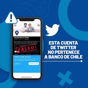 8.3K views · 11 reactions | ¡Esta cuenta de twitter no es nuestra!❌ Recuerda siempre confirmar nuestras cuentas oficiales y que nunca te pediremos tus claves y/o tu Digipass. Comparte y evita que otros sean víctimas. #EsClaveNoDarTusClaves #ElBancoDigitalDeChile | Banco de Chile | Facebook