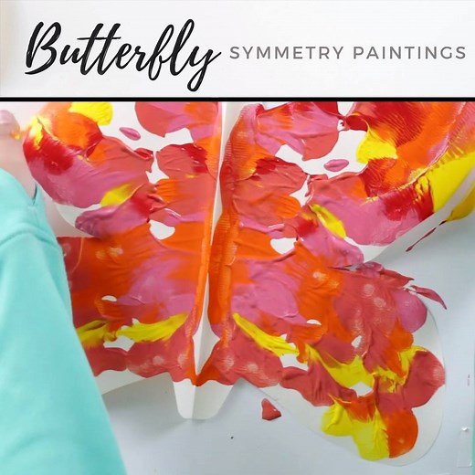 10K views · 71 reactions | Here’s an easy and fun way to make butterfly symmetry paintings with kids. Add drops of paint to one side of a paper butterfly, fold the other half over, rub with hands, then open to reveal a symmetrical butterfly painting! For more photos and instructions, see my blog post on The Artful Parent: https://artfulparent.com/butterfly-symmetry-paintings/ You can also do this with any shape paper, not just butterflies! | The Artful Parent | Facebook