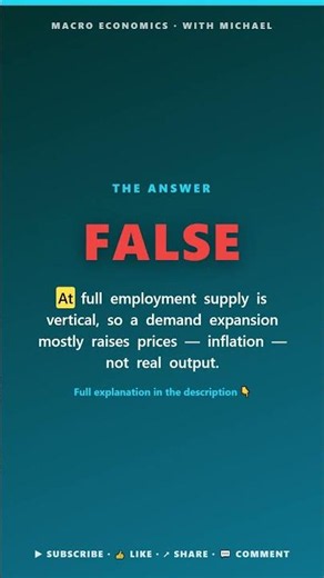 IS-LM Model — Model Assumptions: True or False? #Shorts
