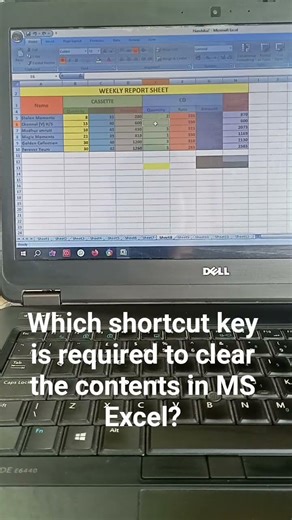#computer#excel#contents#shorts Which shortcut key is required to clear the contents in MS Excel?