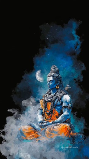 spiritual meta on Instagram: "Lord Shiva believes center on him as the Supreme Yogi, embodying inner peace, self-mastery, and the path to enlightenment, while meditation is his core practice, symbolizing detachment from desires, heightened awareness, and inner stillness. His meditative state represents control over the mind, activation of Kundalini energy, and profound yogic power to protect the universe by maintaining balance and destroying evil. 🙏🕉️ . Follow for more divine work @spiritual.m
