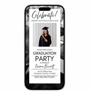 Graduation Party Invite for Phone With Photo | Digital Grad Invitation | Editable Canva Evite | Share in Minutes - Etsy