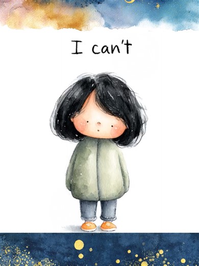 I can't. Sweet and overwhelmed, this stargazer from the Chaos Library sticker collection is having a moment. Sometimes “I can’t” is the bravest truth you can say. #ChaosLibrary #Stickers #Child #ICant #Feelings