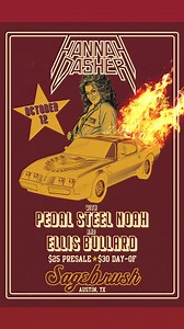 AUSTIN-Bringin you a barn-burner Sagebrush Austin -Ellis Bullard and Pedal Steel Noah kickin thangs off!Oct 12th Get dem tickets fast! https://dice.fm/event/6d92v2-hannah-dasher-live-at-sagebrush-12th-oct-sagebrush-austin-tickets?_branch_referrer=H4sIAAAAAAAAA8soKSkottLXz8nMy9ZLyUxO1UvL1S81Nk5JSjK2NDRKTbUvyEyxNTU2SE4ysjBTqytKTUstKsrMS49PKsovL04tsvXNT8rMSVU1MghOTEssygQAd7RbWlEAAAA=&pid=530cb286&_branch_match_id=1354844358224946813 | Hannah Dasher