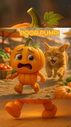 Wild Orange Cat Chased Pumpy Through the Market | Emotional Twist Ending #cartoon #shorts