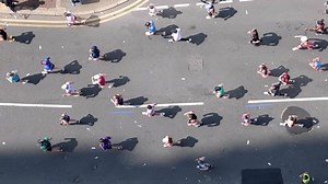 Aerial Top View Marathon Runners On Stock Footage Video (100% Royalty-free) 3781728395 | Shutterstock