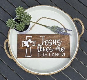 Jesus Loves Me Sign – Christian Nursery Decor – Rustic Bible Verse Wall Art – Religious Baby Gift – Handmade Wooden Faith Sign - Baptism - Etsy