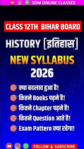 Class 12th History New Syllabus 2026 | Class 12 History New Exam Pattern 2026