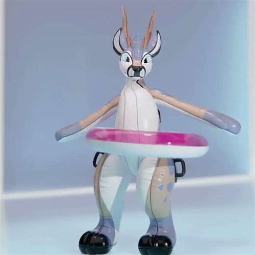【furry模型动画】套着游泳圈的充气鹿兽装兽人水上玩具[Furry Model] Inflatable deer-themed orc water toy with a swimming ring