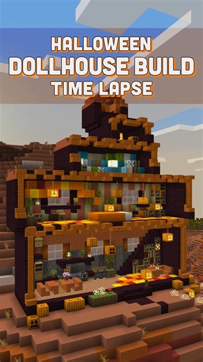 ハロウィンなドールハウスを建築するタイムラプス【Minecraft】【#Shorts】 #マイクラ #マインクラフト #minecraft
