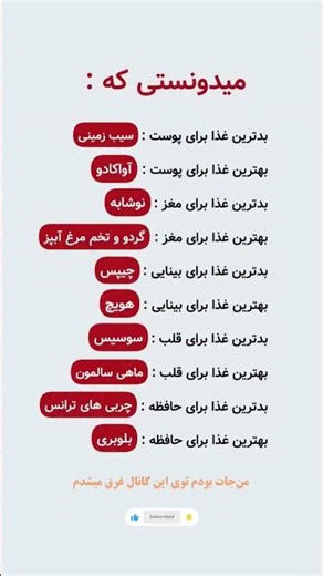 بدترین و بهترین غذا برای هر عضو بدنت چیه؟ (بعضیاشو هر روز می‌خوری😳)#تغذیه_سالم#سلامت#سبک_زندگی_سالم