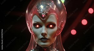 Ethereal Alien Empress, Glowing Red Eyes, Fictitious 1980's Sci-fi Film