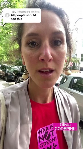 Replying to @oldsoldier UPDATE: Olivia has been released! ‘We need money & investment in people and the planet!’ If you agree — join us! codepink.org/peacemaker or follow the link in our bio #war #peace #codepink #blinken #disruption #protest #justice #climate #climatechange #military #uswar #usmilitary