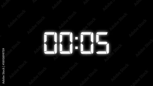 10 seconds timer on stopwatch on black background. 10 seconds displays a timer counting down from 10 to 0 number. analogue clock icon animation.