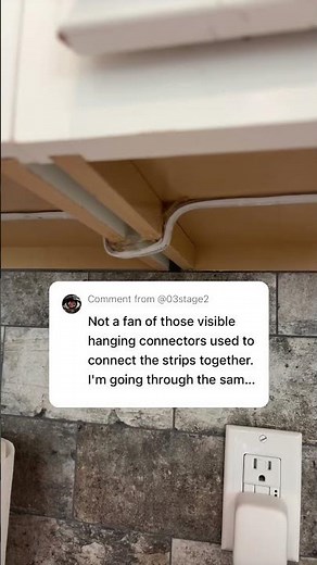 View of Philips Hue strip lights under cabinets