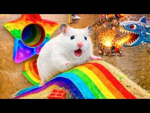 Hamster Escapes Rainbow Maze with Fire-breathing Shark | Hamster Maze