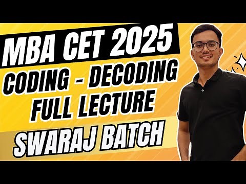 Coding Decoding | Reasoning | Full Lecture | MBA CET 2025 | Swaraj Batch