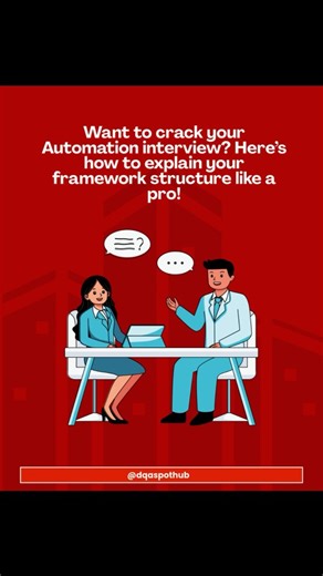 D'QAspotHub on Instagram: "Struggling to explain your Automation Framework in interviews? Here’s the cleanest, most professional way to break it down. 1. Overall Introduction “In our project, we built a Hybrid Automation Framework combining Page Object Model (POM) + Data-Driven + Modular approach. Our framework is highly maintainable, scalable, and supports parallel execution.” 2. Framework Folder Structure a) src/main/java ✔ Page Layer (POM) Contains all Page Classes Each page has: Locators Reu