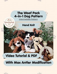 The Woof Pack – 4-in-1 Dog Snuggler Pattern | Hand-knitting Tutorial (PDF   Video) - Etsy