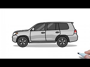 How to draw a TOYOTA LAND CRUISER 200 easy / drawing toyota suv step by step