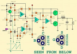 D-class audio amplifier schematic and explanation