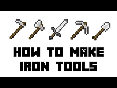 Minecraft Survival: How to Make Iron Tools(Hoe, Shovel, Axe, Pickaxe, Sword)