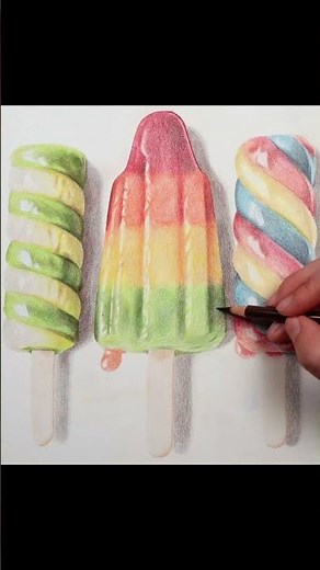 Let's Draw... Ice Lollies with Polychromos Coloured Pencil #coloredpencil #icelollies #summerdrawing