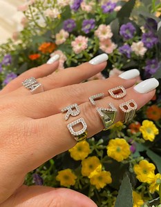 Block Letter Initial Ring, Sterling Silver 925, 2 Letters, Customized Handmade Jewelry - Etsy