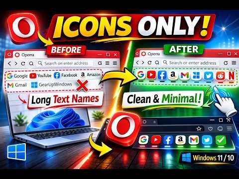 How to Show Bookmarks Icons Only in Opera (Hide Text on Bookmarks Bar) | GearUpWindows