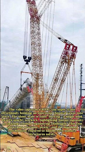 Giant in Action: 4000-Ton Crane Lifts Massive Chemical Tower