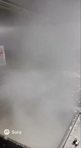 Ice in the deep fryer causes a massive explosion
