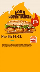 Mehr Nuggets, mehr Genuss – der Long Nugget Burger für nur 2,99 €! Auch als Plant-based. | Burger King Deutschland
