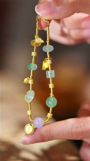 Popular bracelets all over the internet~Small gold spacers paired with colorful jade#bracelet