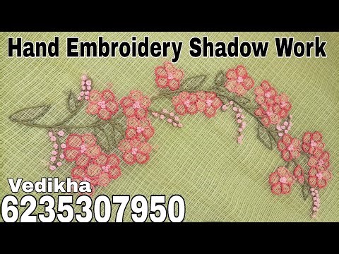 Hand Embroidery Shadow Work Tutorial for Beginners | Flower Bunch Embroidery on Kurti Neck