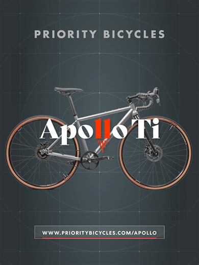 The Apollo Ti takes everything great about our Apollo Gravel bike and adds Titanium! It delivers a light and strong ride, dampening vibrations for unmatched ride quality and durability over time. @gatescarbondrive #ridepriority #prioritybicycles #Apollogravel #titaniumbike #gravelbike #gatescarbondrive #beltdrivebike