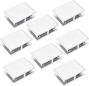 8 PACK Glass Clamp,180 degree glass to glass clamp,Adjustable Double Side Aluminum Alloy Glass Shelf Support Bracket,Glass Clip Holder for 8-10mm Thickness