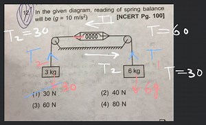 In the given diagram, reading of spring balance will be (g=10 m... | Filo