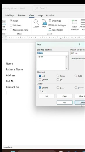 MS Word Me Name Address Ke Samne Line Kaise Banaye? 😱 | Word Dotted Line Trick #excel #excelshorts