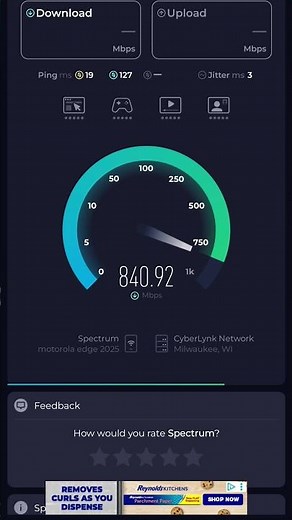 1 gig speed test from spectrum #spectrum