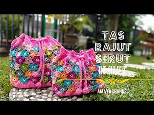 Tutorial Tas bunga rajut serut full (Full || Crochet bag flower tutorial)