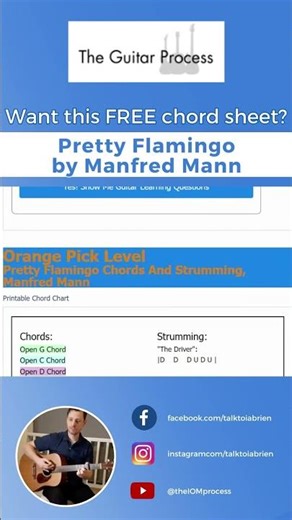 FREE CHORD SHEET - Pretty Flamingo by Manfred Mann | Ian O'Brien