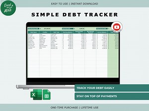 Simple Debt Tracker Spreadsheet: Multi-loan, Credit Card Payment Log (excel & Google Sheets) - Etsy