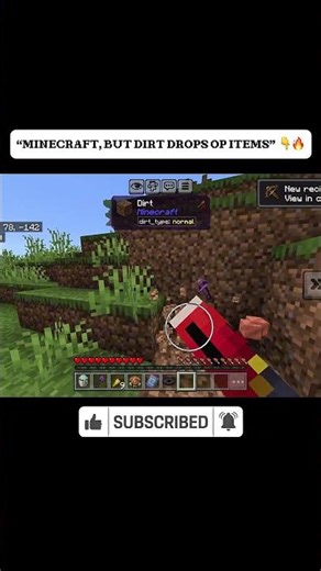 MINECRAFT, BUT DIRT DROPS OP ITEMS 🤯🔥 #minecraftshorts
