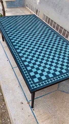 Handmade Moroccan Mosaic Tile Coffee Table –checkered Blue Zellige Design – Outdoor/indoor Iron Base Table - Etsy UK