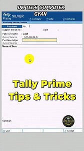 6.3K views · 34 reactions | Tally prime tips and tricks for beginners ❤️ #tallyprime #tally #TallyERP9 #prime #dktechcomputergyan | DK TECH Computer GYAN | Facebook