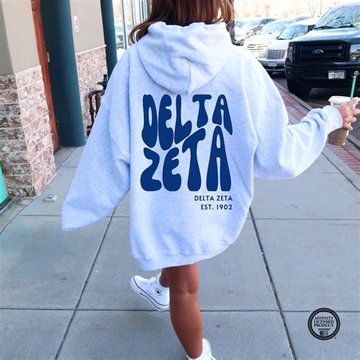 Delta Zeta Puff Letters Hoodie - Sorority Sweatshirt for Delta Zeta Sisters, Greek Life Apparel, Greek Letter, Sorority Merch - Etsy